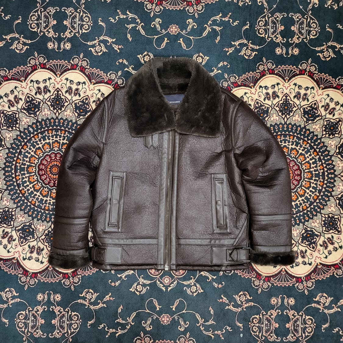 버커루 하이넥 빈티지 무스탕 자켓 (L) 상품이미지1