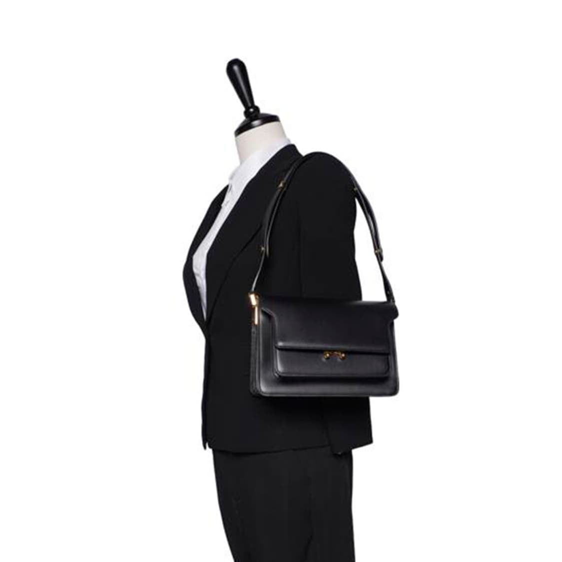 (중고) 마르니 블랙 카프스킨 트렁크 미듐 숄더백 상품이미지4