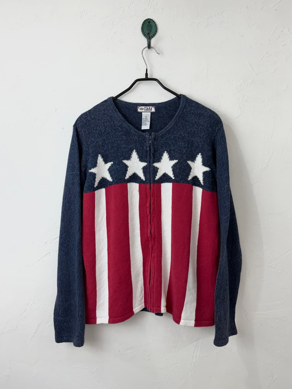 00s 빈티지 아메리칸 플래그 니트 집업 상품이미지1