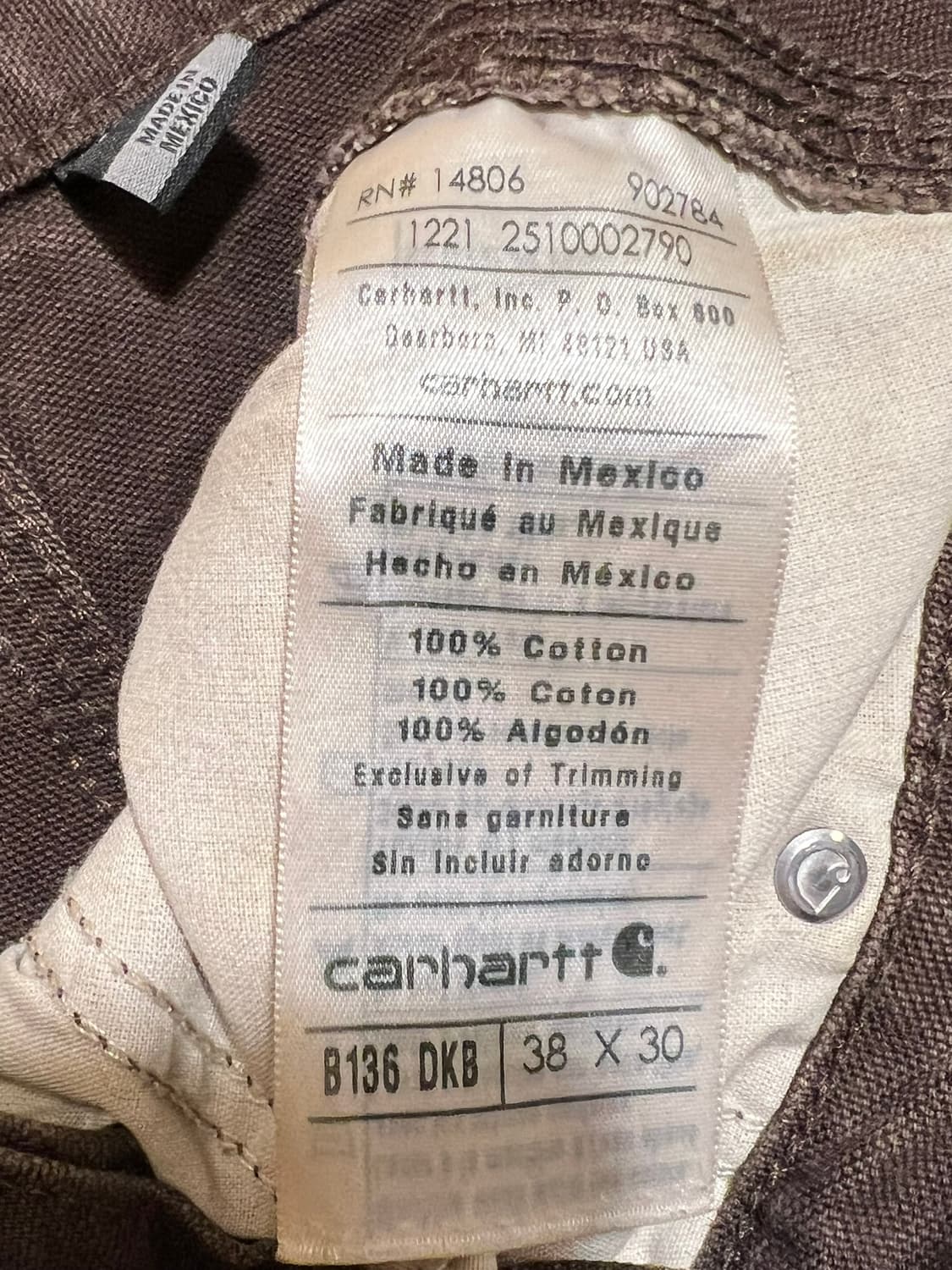 [38x30] 칼하트 B136 DKB 더블니 워크 팬츠 상품이미지6