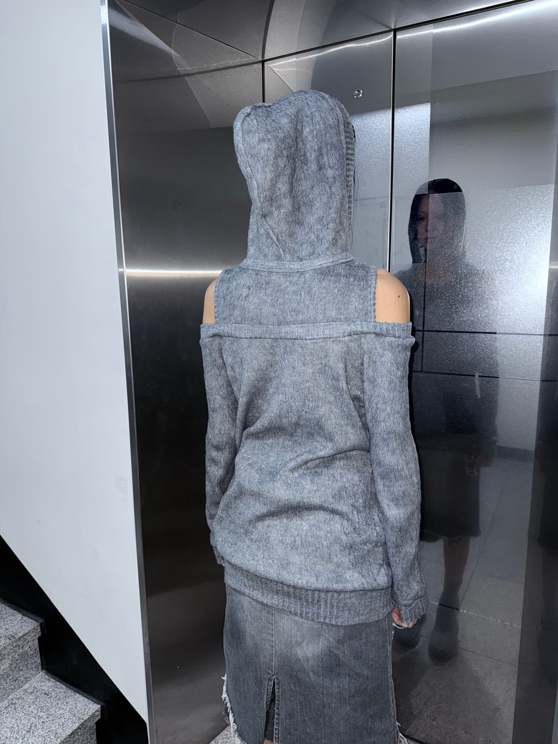 layered off shoulder hoodie 상품이미지5