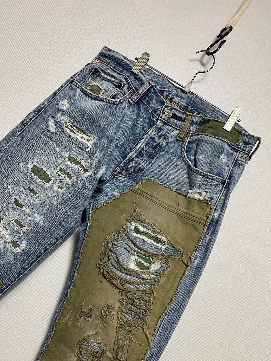 데님앤서플라이 데미지 워싱 패치워크 청바지 상품이미지4