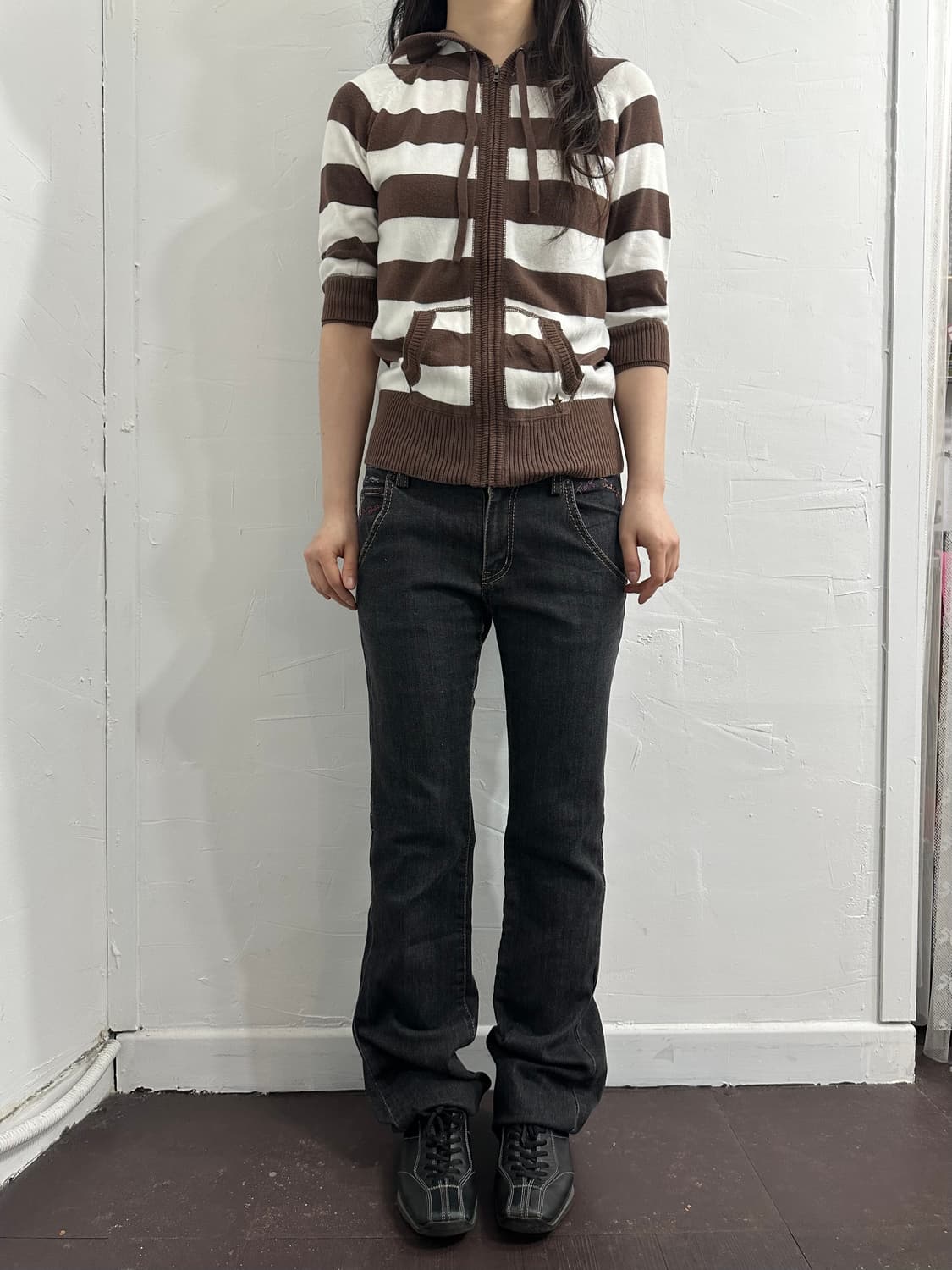 garage brown stripe hood zipup 상품이미지5