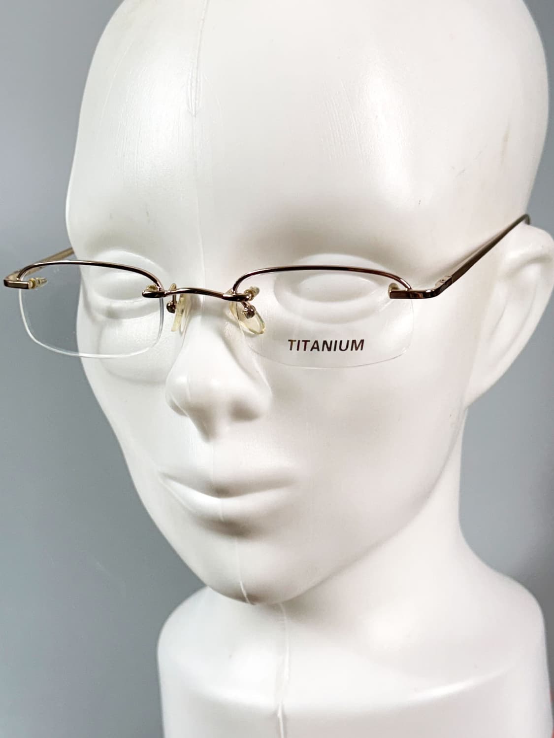90s TITANIUM OPTICAL 골드 반무테 스퀘어 빈티지 안경 상품이미지8