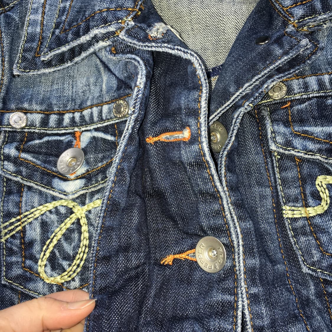 투티/0118 레드페퍼 워싱 크롭 데님 청자켓 y2k  상품이미지3