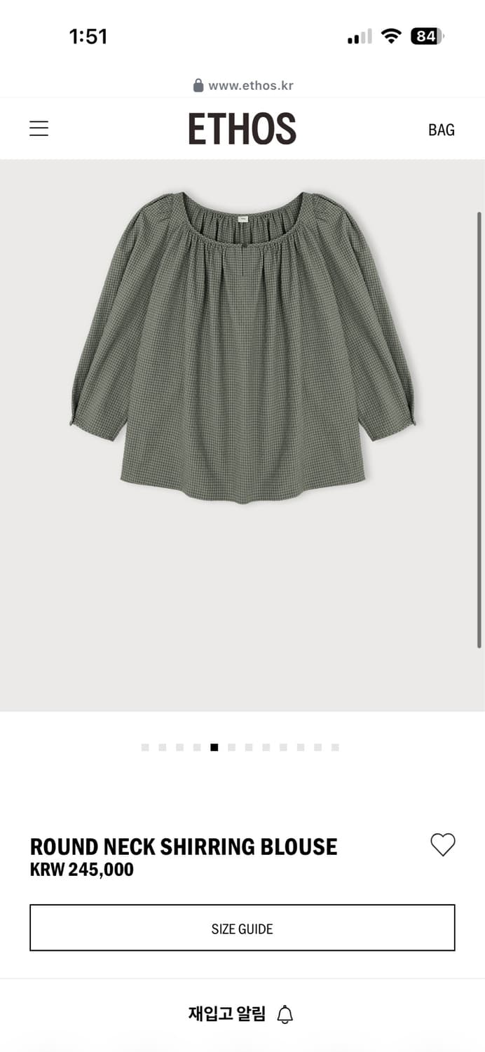 에토스 ethos ROUND NECK SHIRRING BLOUSE 상품이미지4