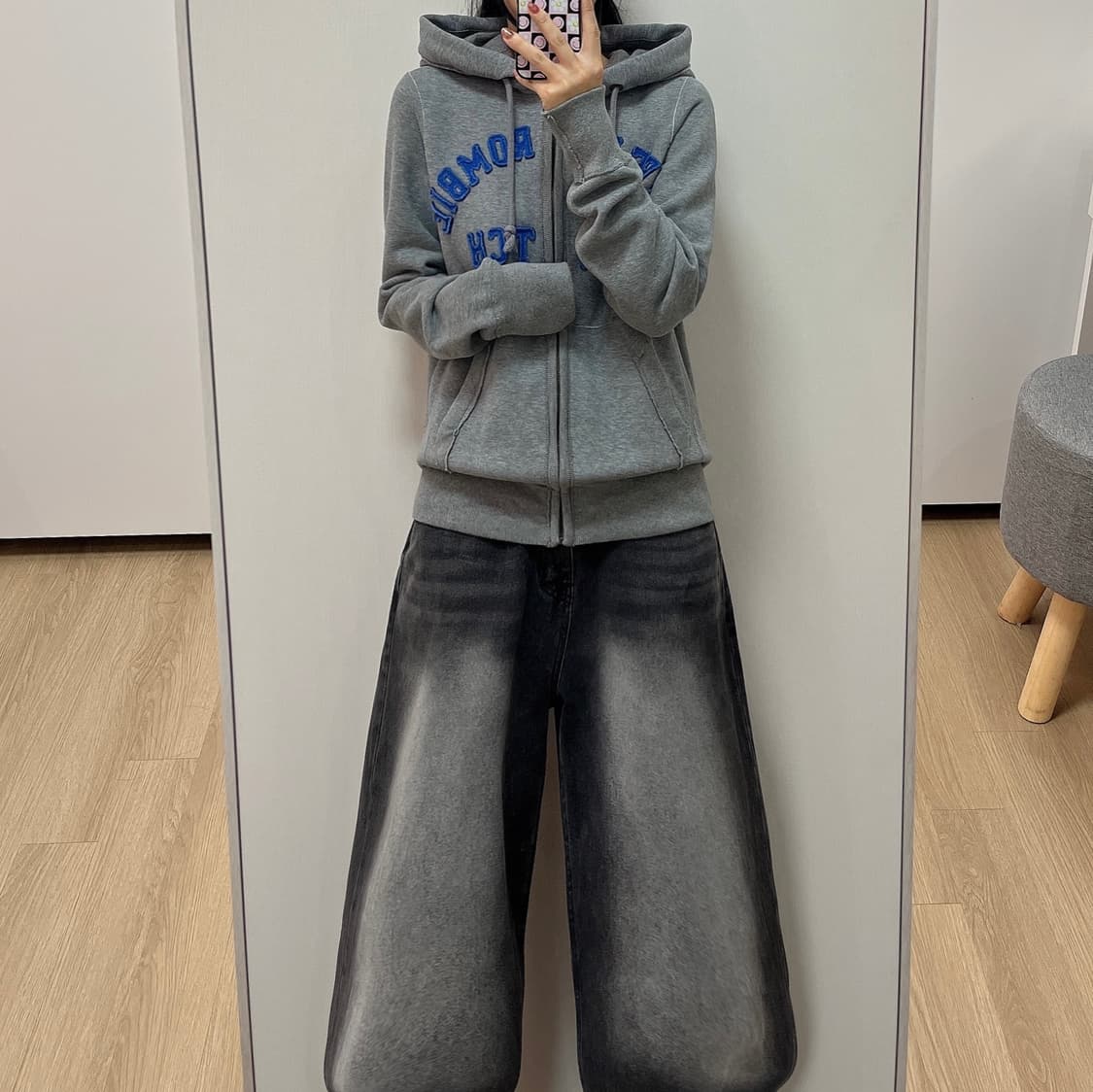 아베크롬비 자수로고 그레이 후드집업 상품이미지1