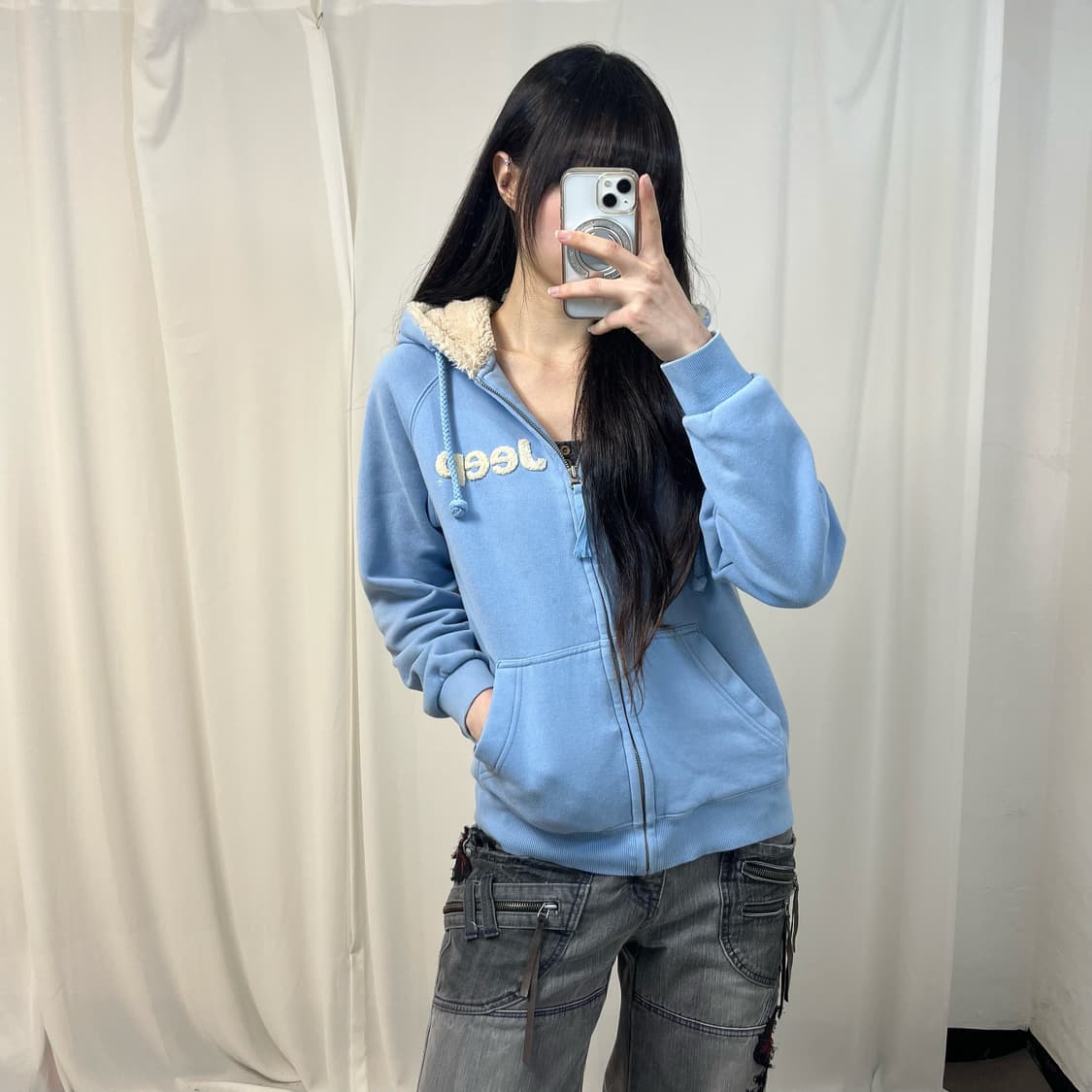 Jeep sky blue zip-up hoodie 상품이미지1