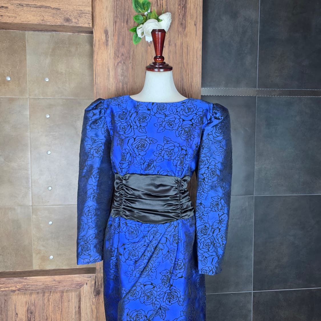 빈티지 로얄 블루 드레스 상품이미지1