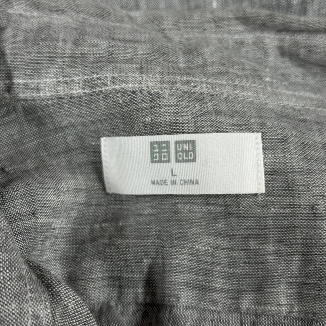 [L] 유니클로 린넨 마 셔츠 남방 그레이 상품이미지7