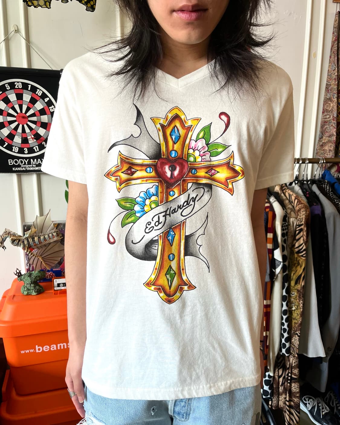 2000s ED hardy Gothic Cross T-Shirt 상품이미지2