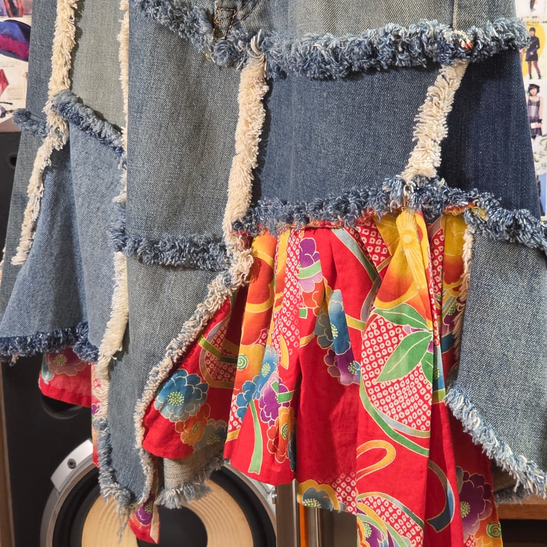 JPN 패치워크 그런지 데님 스커트 상품이미지4