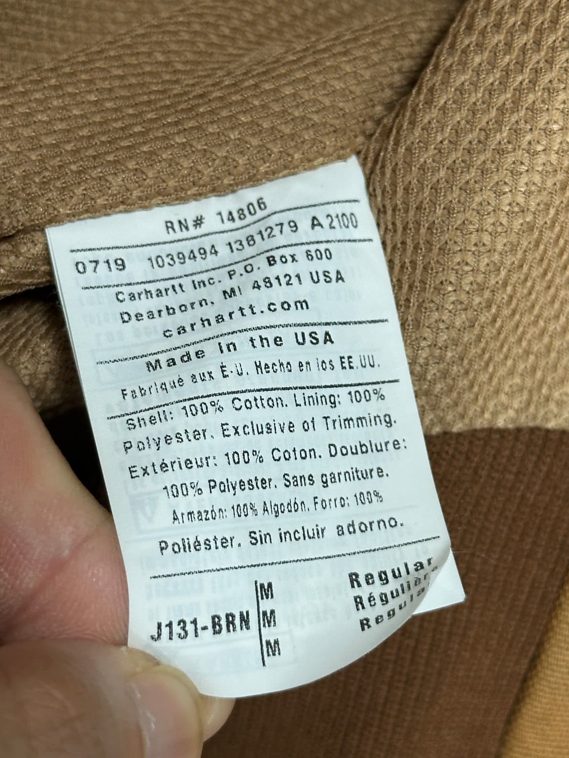 칼하트 액티브자켓 j131 M made in usa 브라운 상품이미지6
