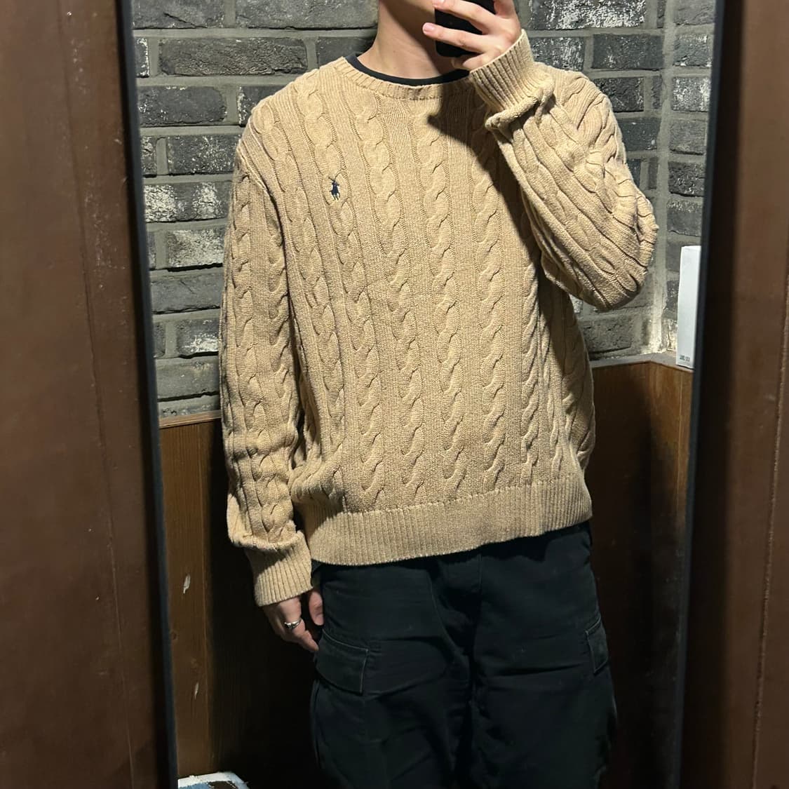 XL) 폴로 랄프로렌 케이블 꽈배기 라운드넥 니트 신형 상품이미지9