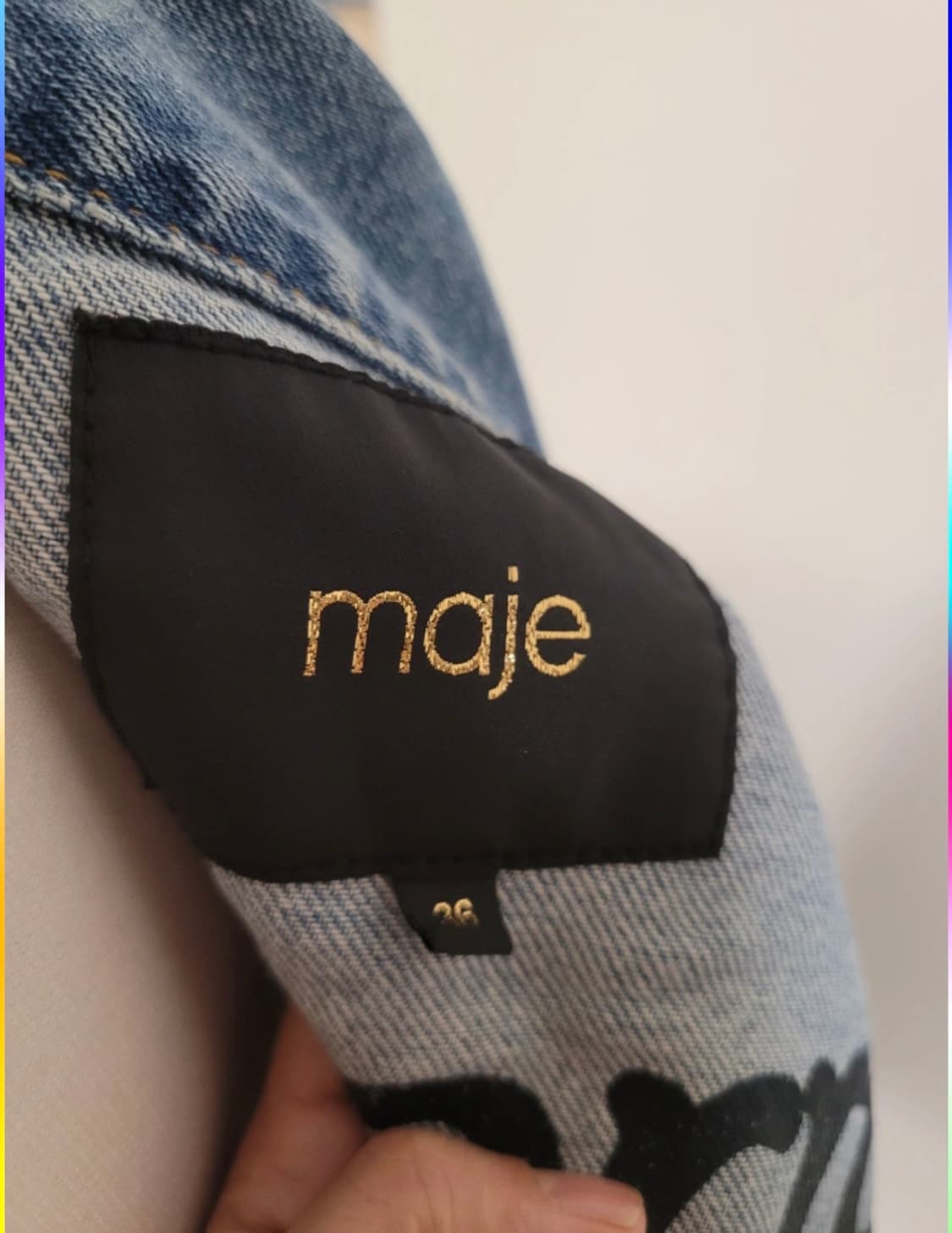 [Maje] 마쥬 정품 백레터링 크롭 데님 자켓 (36사이즈) 상품이미지4