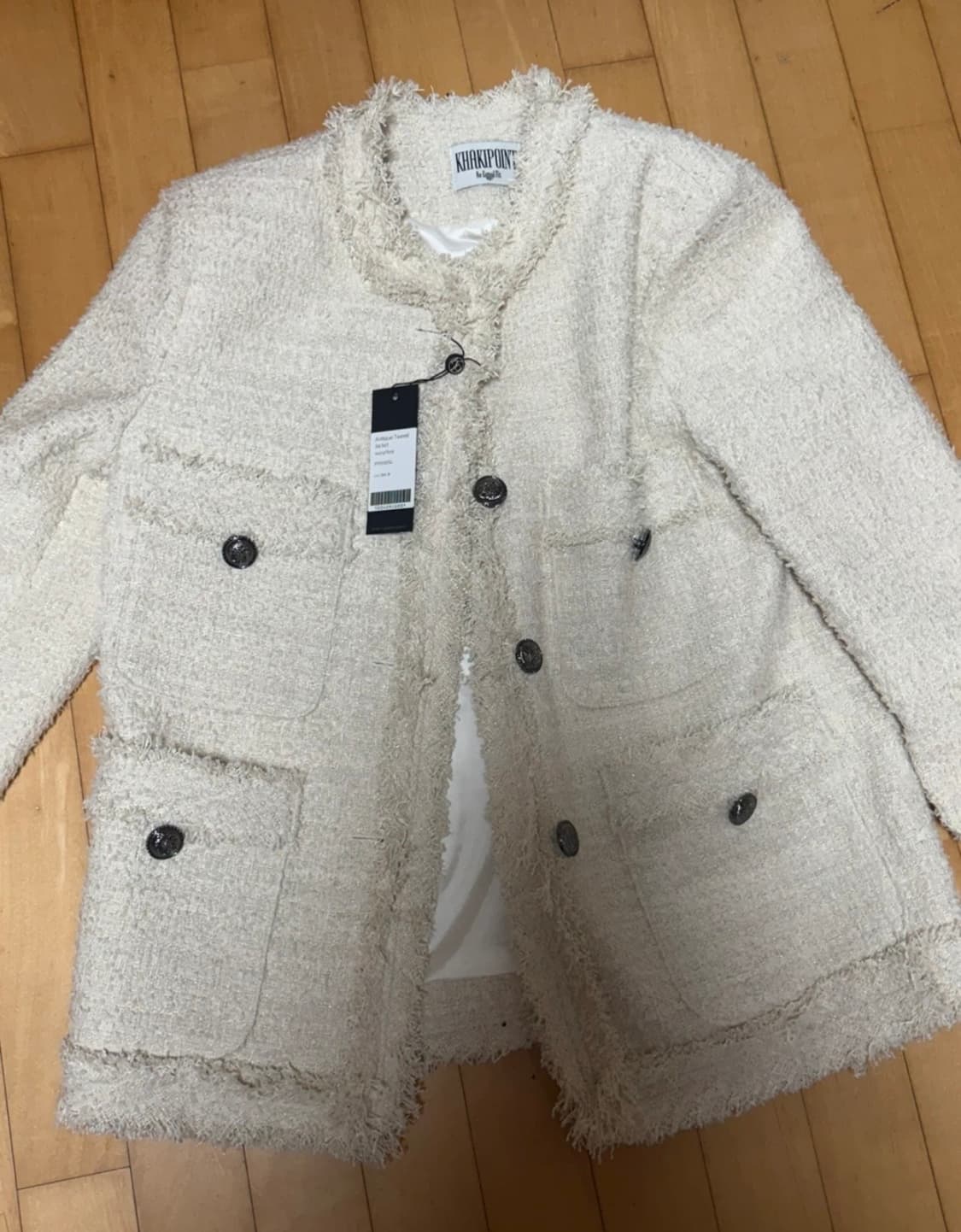 카키포인트 아이보리 트위드 자켓 (롱)  상품이미지2