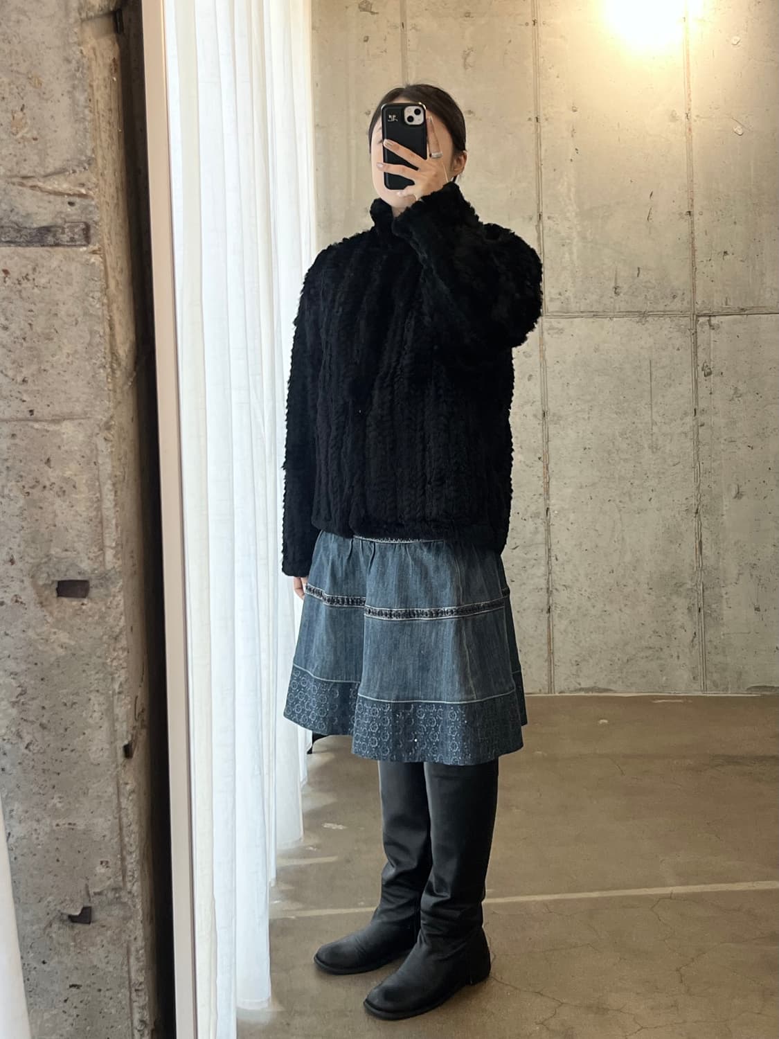 리얼 토끼털 퍼자켓 블랙 상품이미지4