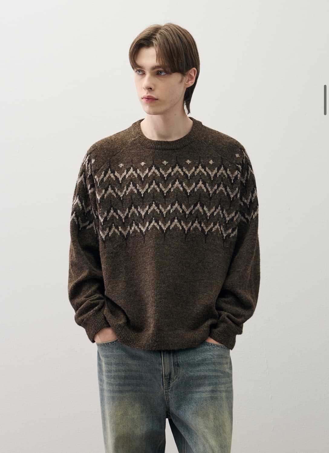 (XL) 드로우핏 울 헤어리 노르딕 크루넥 니트 VINTAGE BROWN 상품이미지7