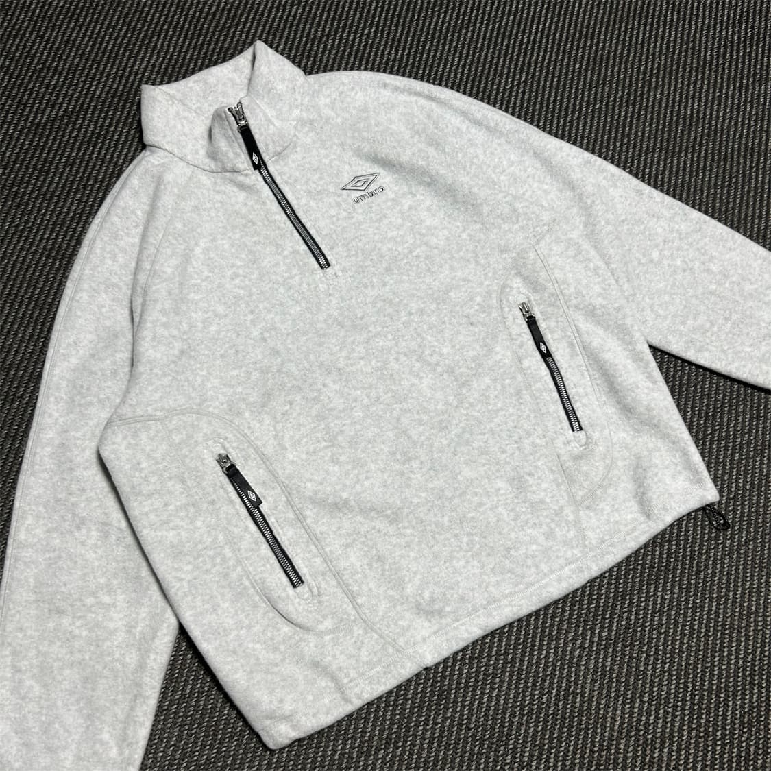 [M] Umbro 엄브로 라이트그레이 후리스 반집업 풀오버 상품이미지2
