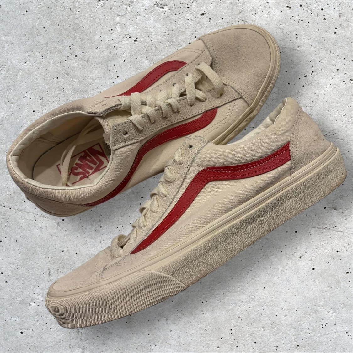 [265] 반스 스타일 36 베이지/레드 스니커즈 상품이미지1