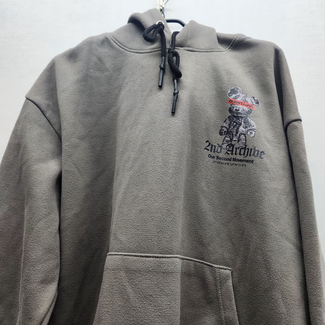 세컨아카이브 아트 곰돌이 후드티 2XL 상품이미지4