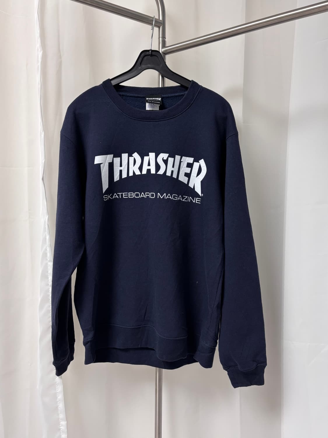 THRASHER 베이직 네이비 기모 맨투맨 상품이미지1