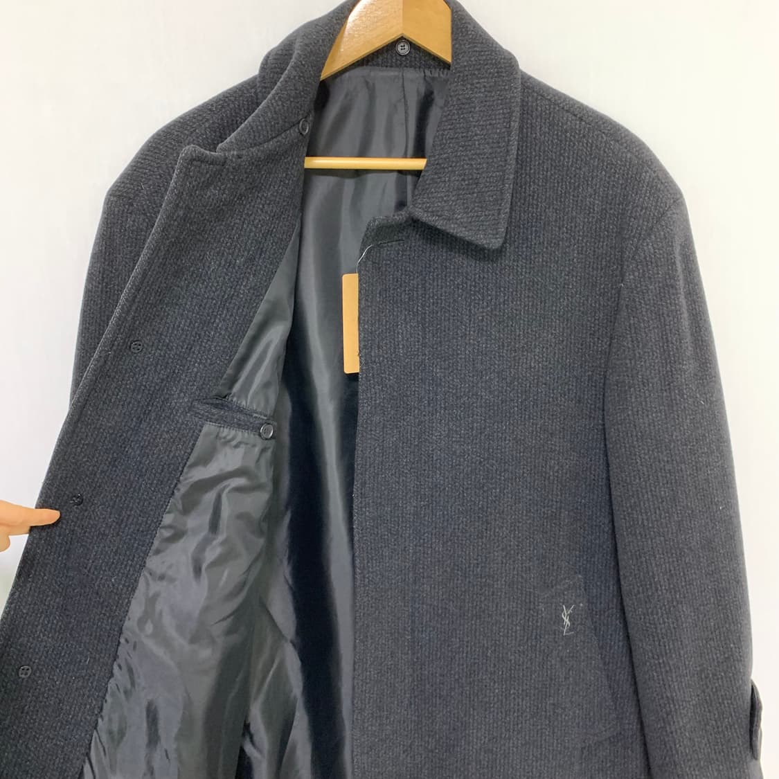 입생로랑 뿌르 옴므 빈티지 모직 하프 코트 차콜 상품이미지4