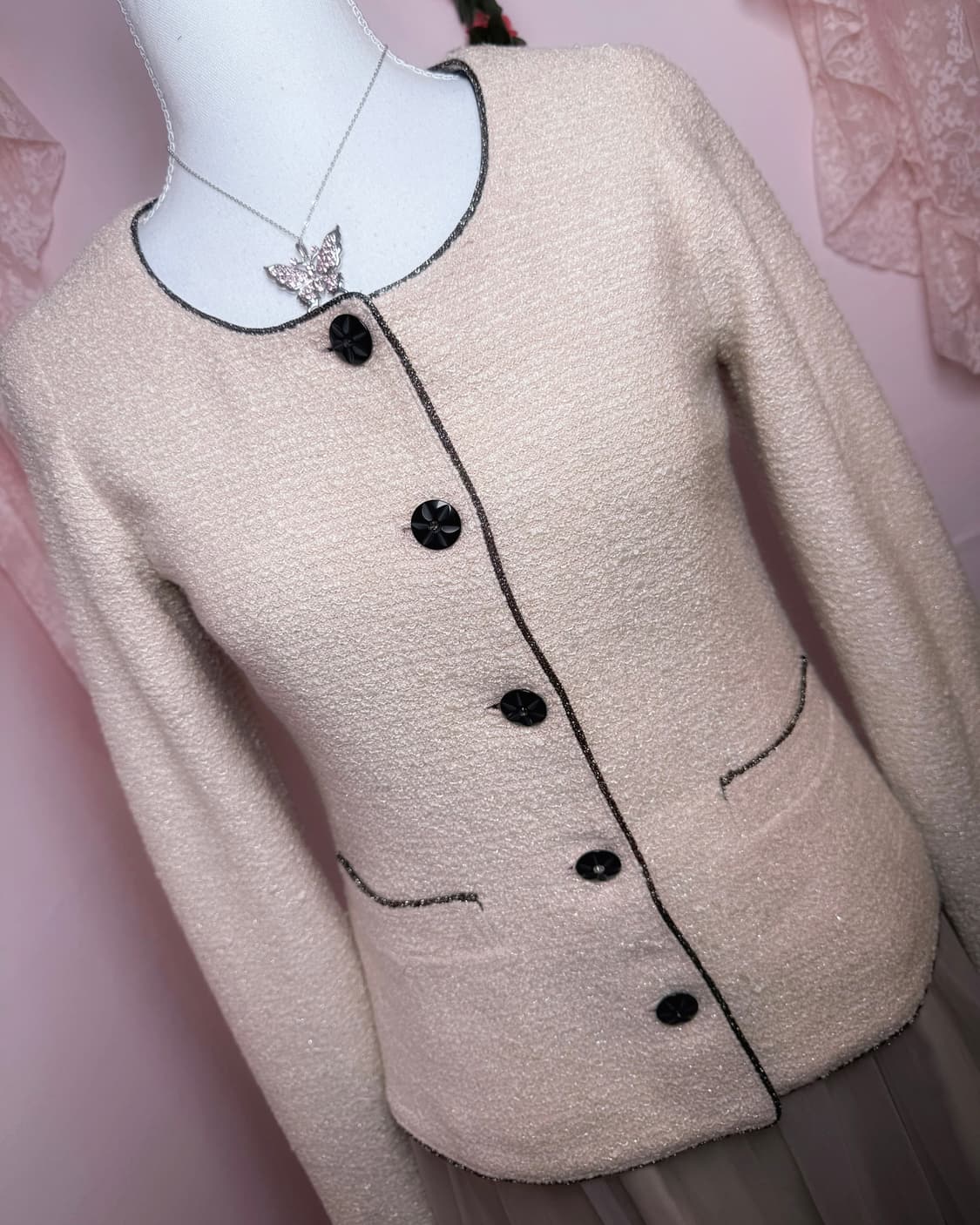 Jacket🩷레스트로즈 블랙핑크 펄 자켓 상품이미지2