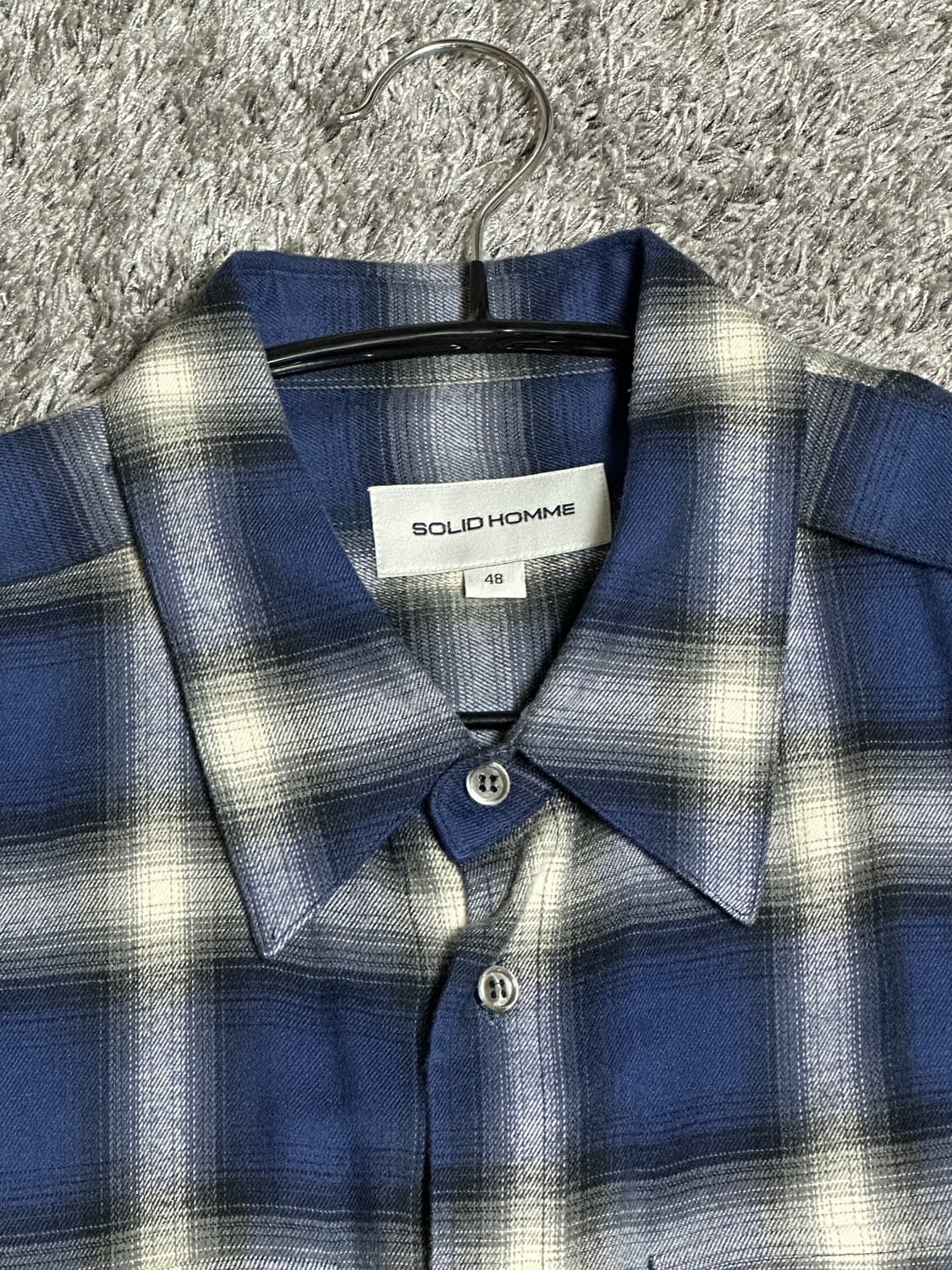 솔리드옴므 체크 플란넬 셔츠 블루 48 사이즈 상품이미지2
