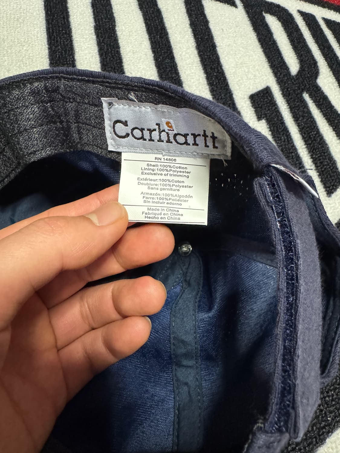 칼하트 워크웨어 로고 블루 훅 앤 루프 백 클로져 햇 상품이미지7