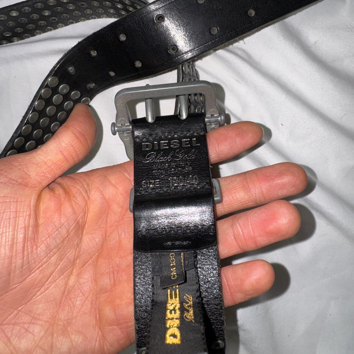 디젤 블랙골드 스터드 벨트 상품이미지5