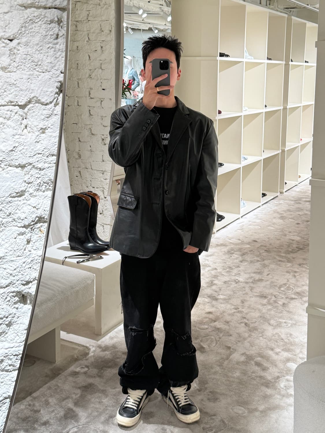 90‘s 인터크루 리얼 레더 블레이저 상품이미지7