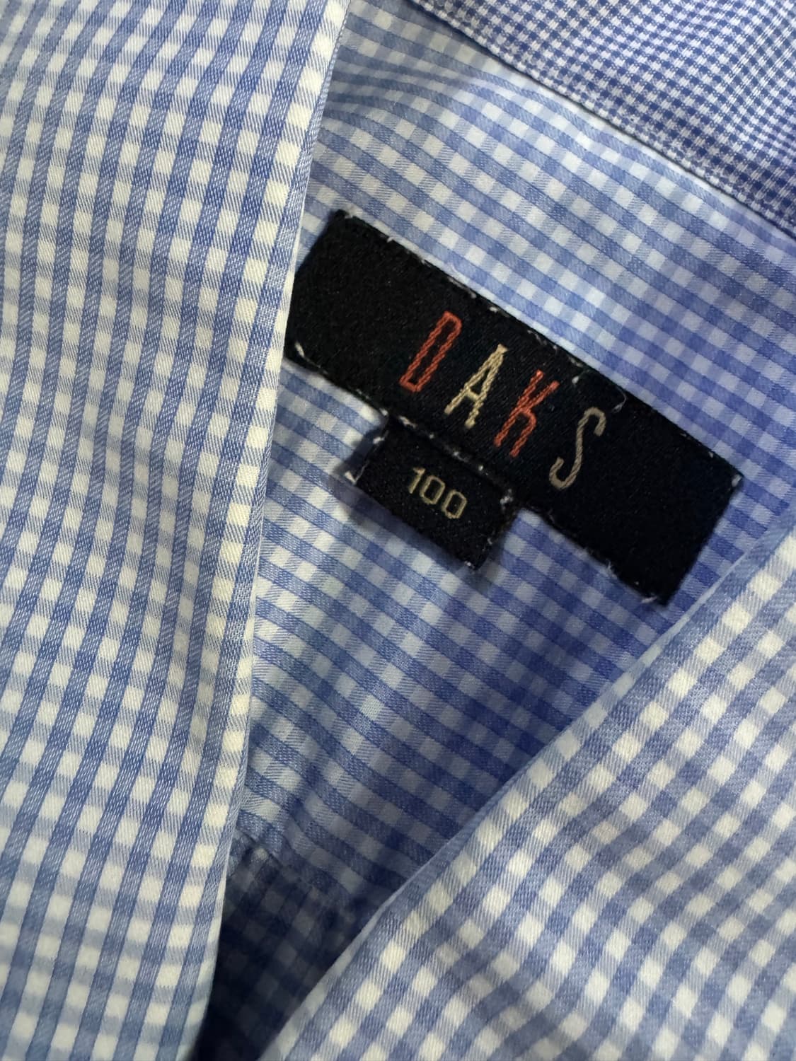 정품 닥스 Daks 깅엄 체크 반팔 셔츠 L 블루 상품이미지3