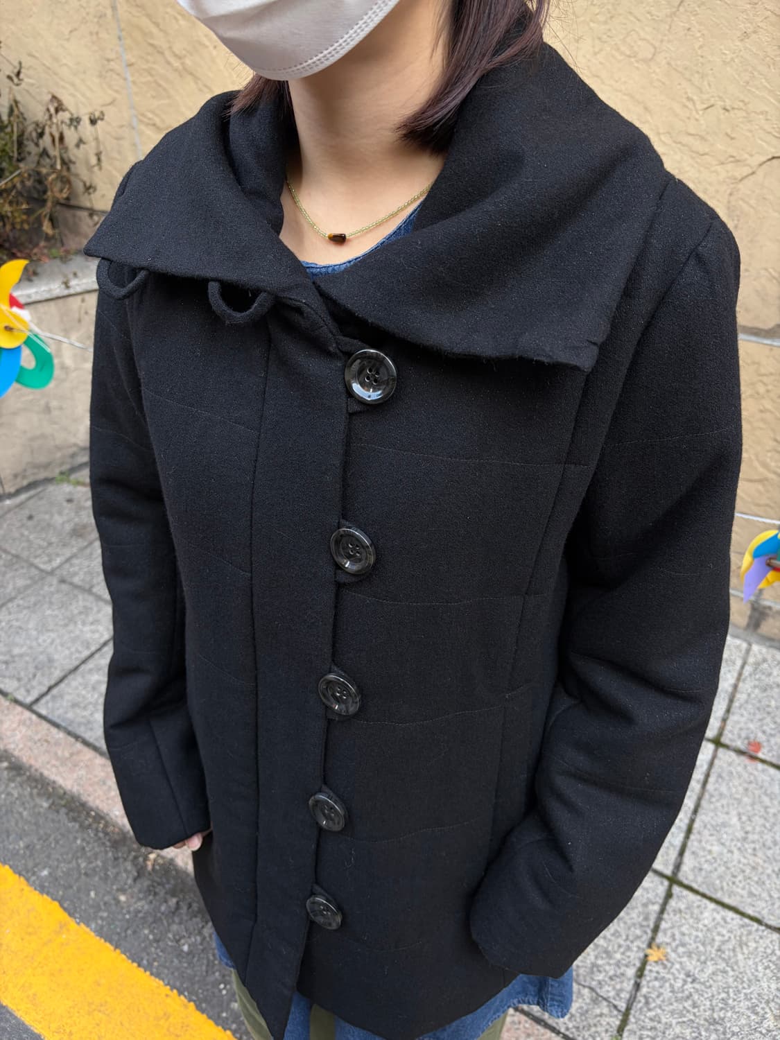 일본 빈티지 Stacy 버튼 하이넥 카라 숏코트  상품이미지3