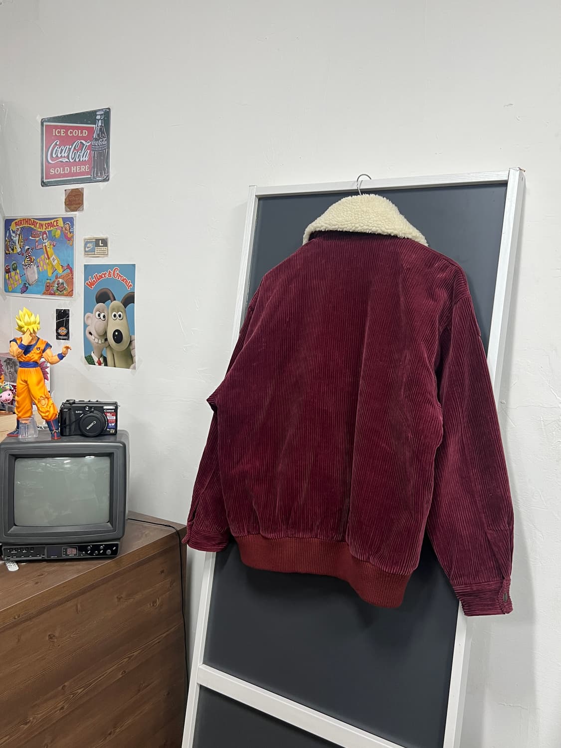 아식스 90s 빈티지 코듀로이 버건디 봄버 자켓 상품이미지2
