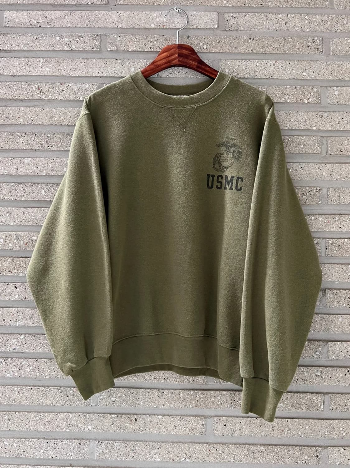 [S]USMC 미 해병대 오리지널 USA Made 카키 스웻셔츠 상품이미지1