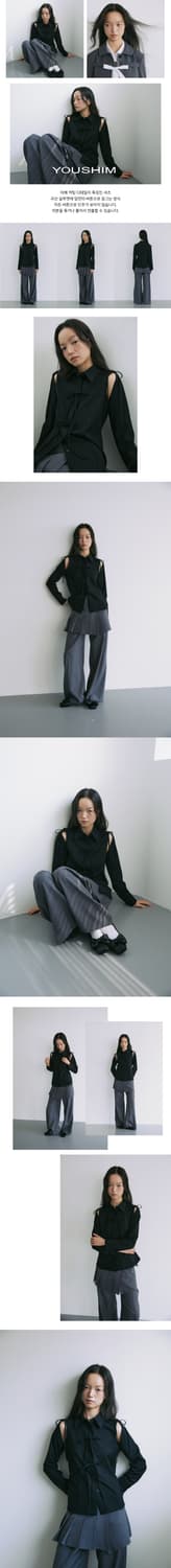 Youshim (유심) 리본 셔츠 블랙 상품이미지7