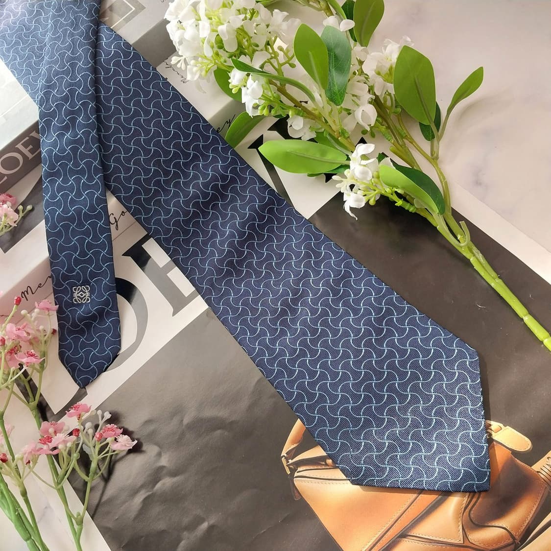 로에베 실크 자카드 패턴 넥타이 9.8cm A+등급 k2009 상품이미지4