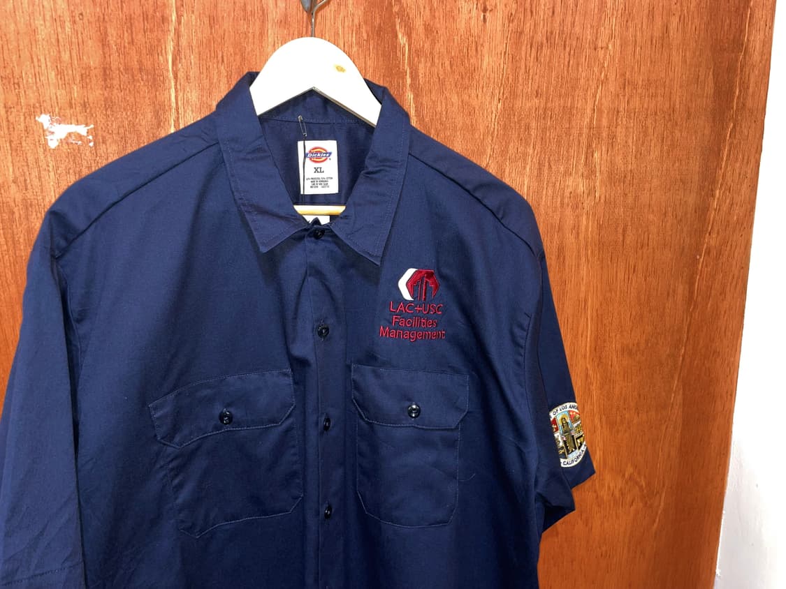 (XL) Dickies 디키즈 반팔 워크 셔츠 패치 네이비 상품이미지2