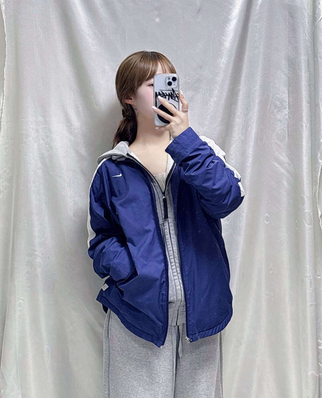 나이키 00‘s 네이비 사이드라인 스우시 바람막이  상품이미지1