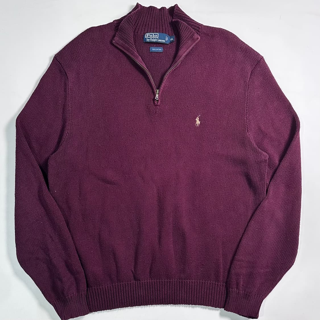 폴로 랄프로렌 버건디 니트 반집업 상품이미지1