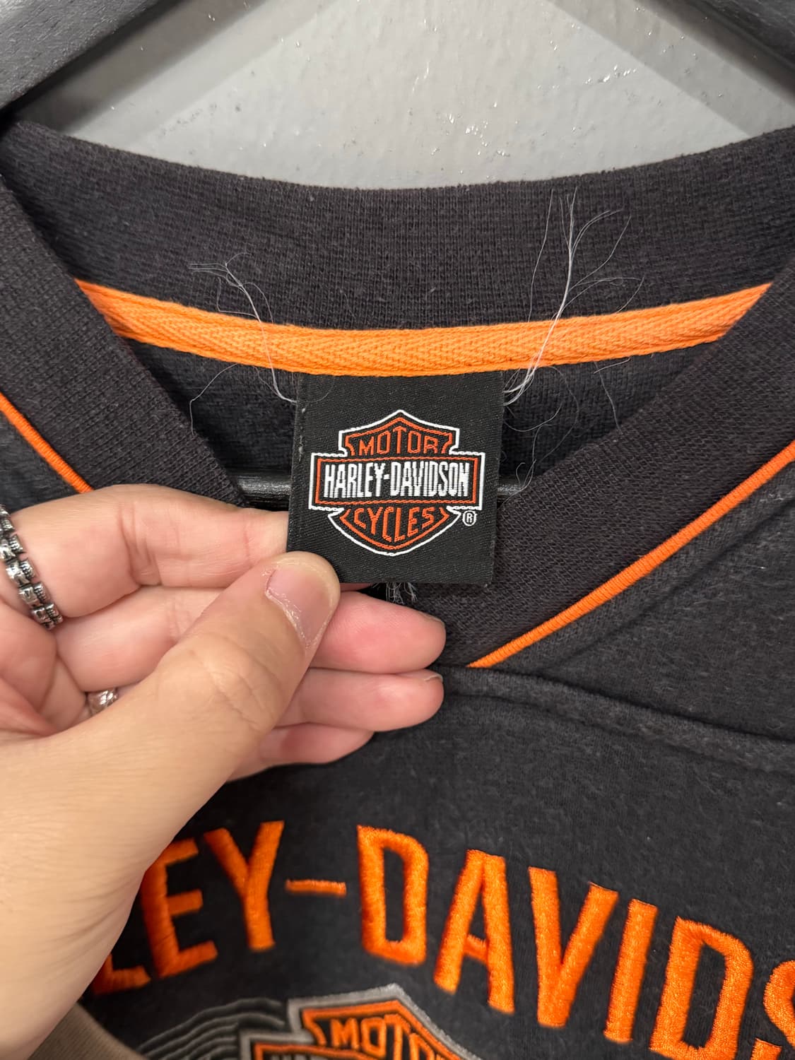 00s 할리데이비슨 스펠아웃 블랙 스웻셔츠  상품이미지4