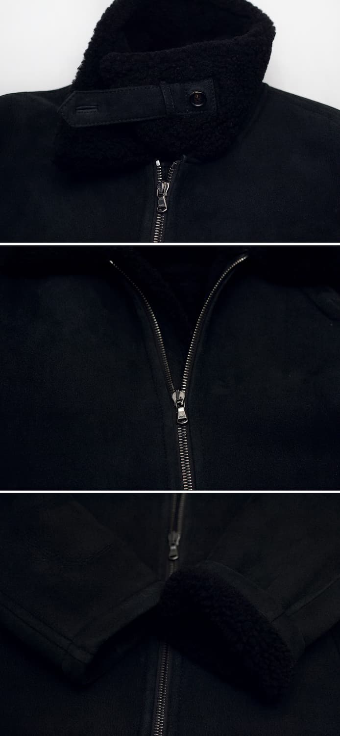 알레그리 올블랙 모던에센셜 천연 양가죽 숏무스탕 자켓 (50 / 100) 상품이미지9