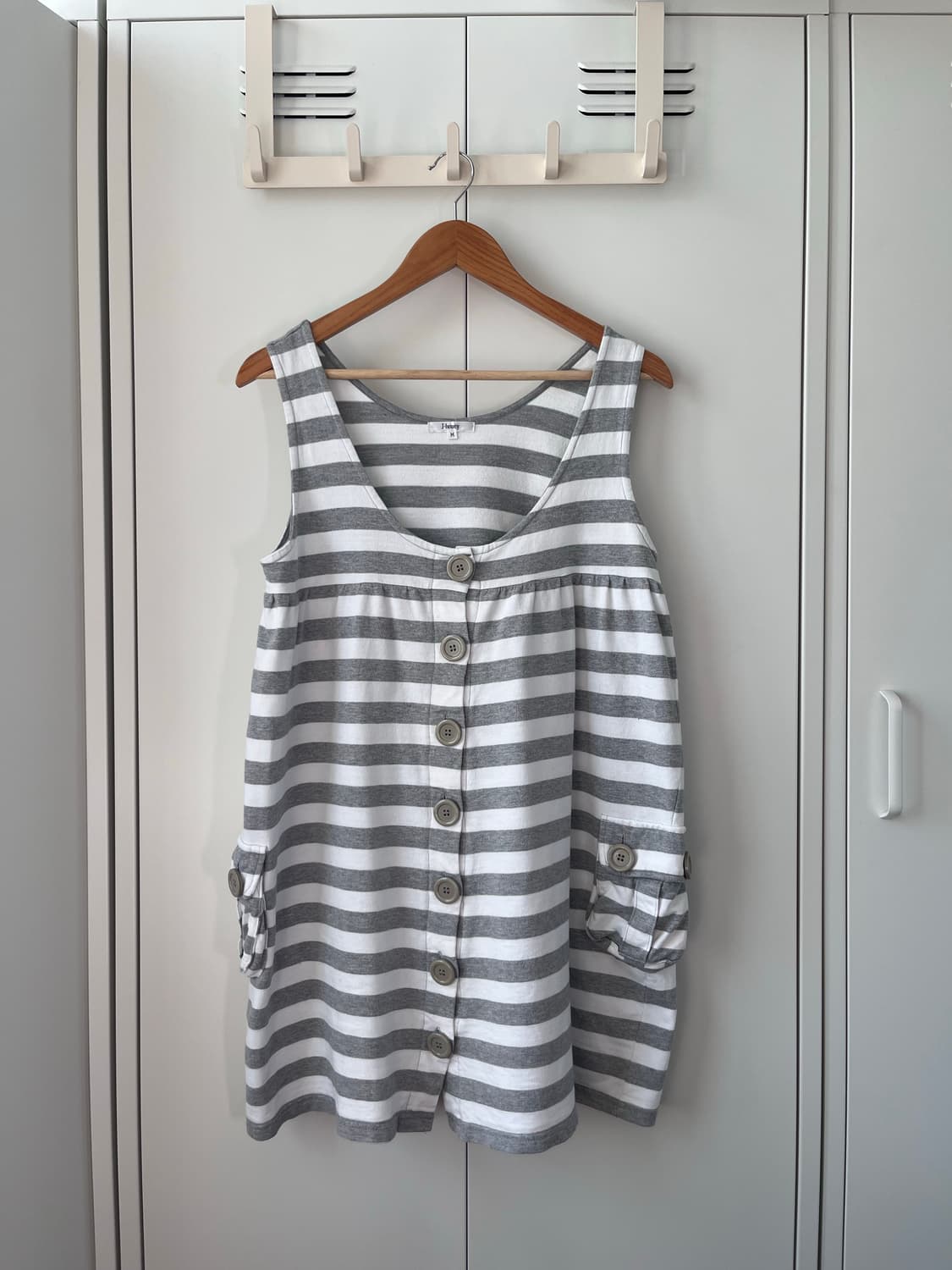 J-honey 단추 스트라이프 핀턱 나시 원피스 상품이미지4