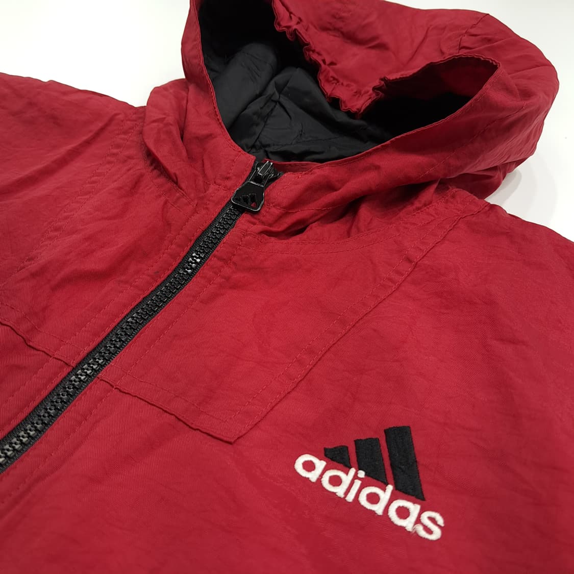 CN893 L 아디다스 레드 블랙 컬러블록 후드 자켓 점퍼 상품이미지8