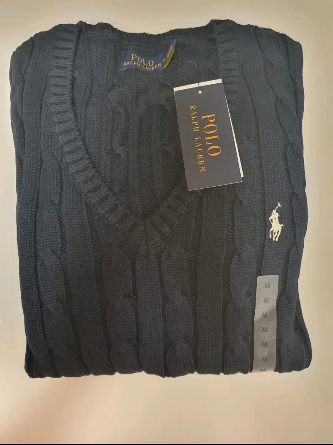 폴로 여성 브이넥 니트 네이비 상품이미지1