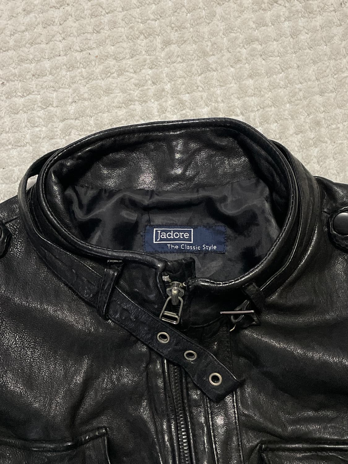 웨스턴 무드 이테리 램스킨 양가죽 절개 포켓 레더 자켓 상품이미지4