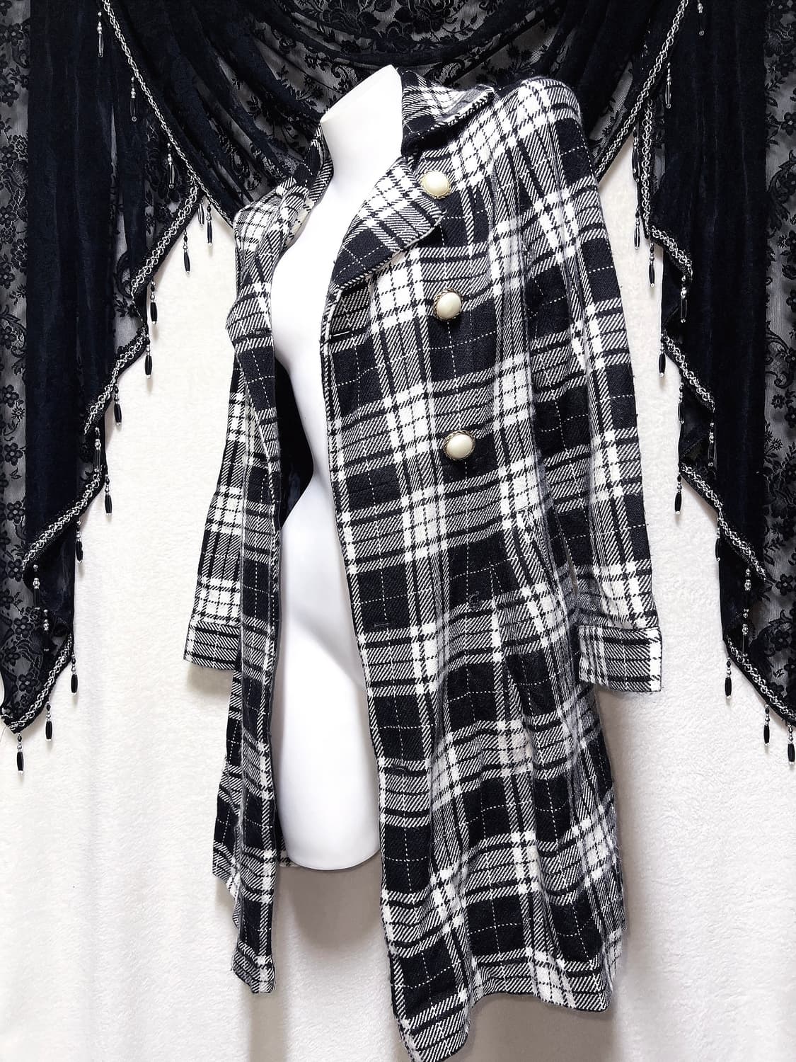 로맨틱갸루 로걀 오네 히메 체크 더블 코트 자켓 헤이세이 시부야 핀터 상품이미지7