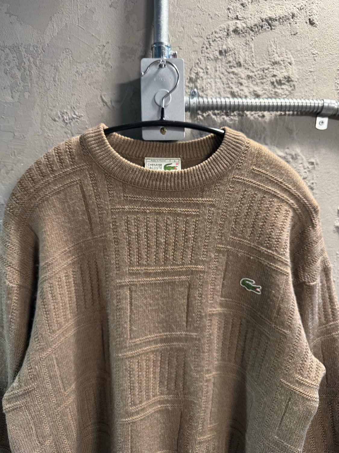 L 라코스테 LACOSTE 프랑스제 울 니트 스웨터 베이지 상품이미지4