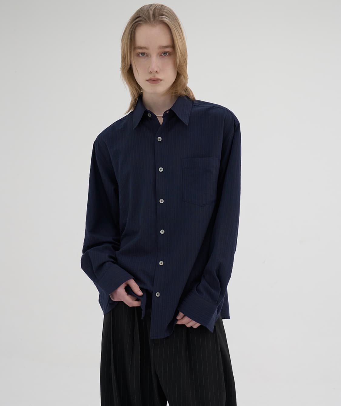 노운 daily shirts navy 2 상품이미지1